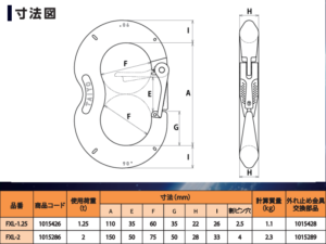 フレキシブルリンク寸法表